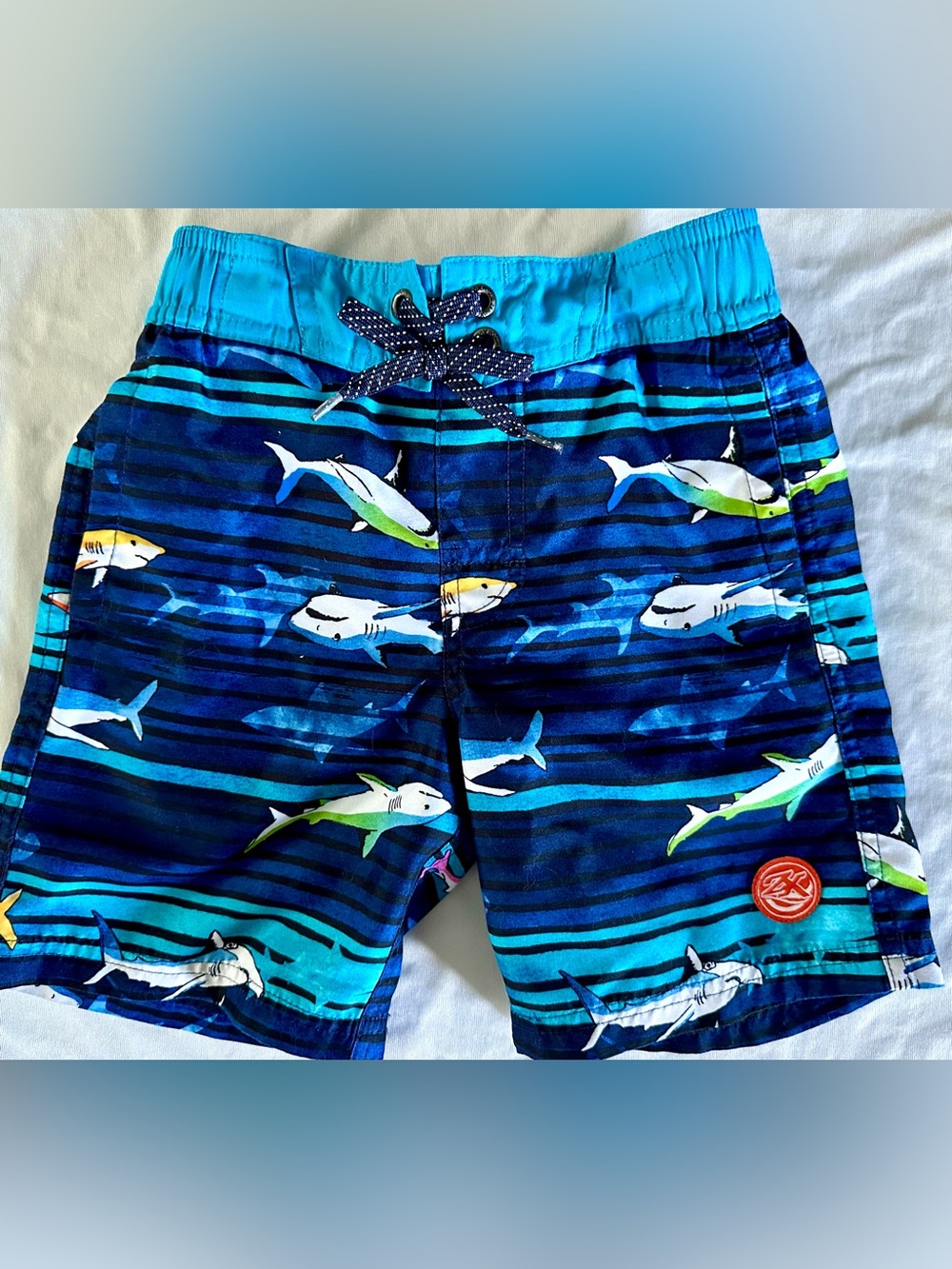 ZeroXposur Boys Shark Swim Trunks Shorts Blue Ocean Print Size S-4 Lined